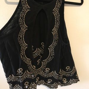 Free people open back embroidered tank
